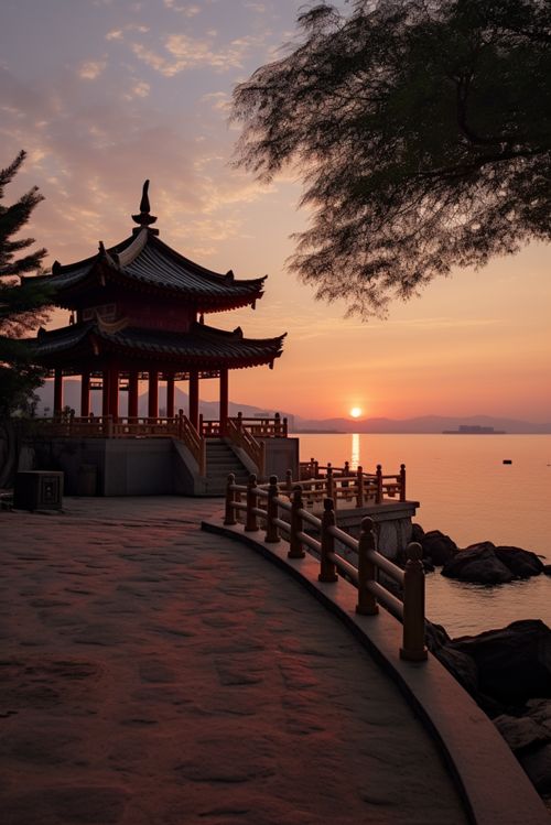 杭州西湖集賢亭旅游景點風景攝影圖 攝影